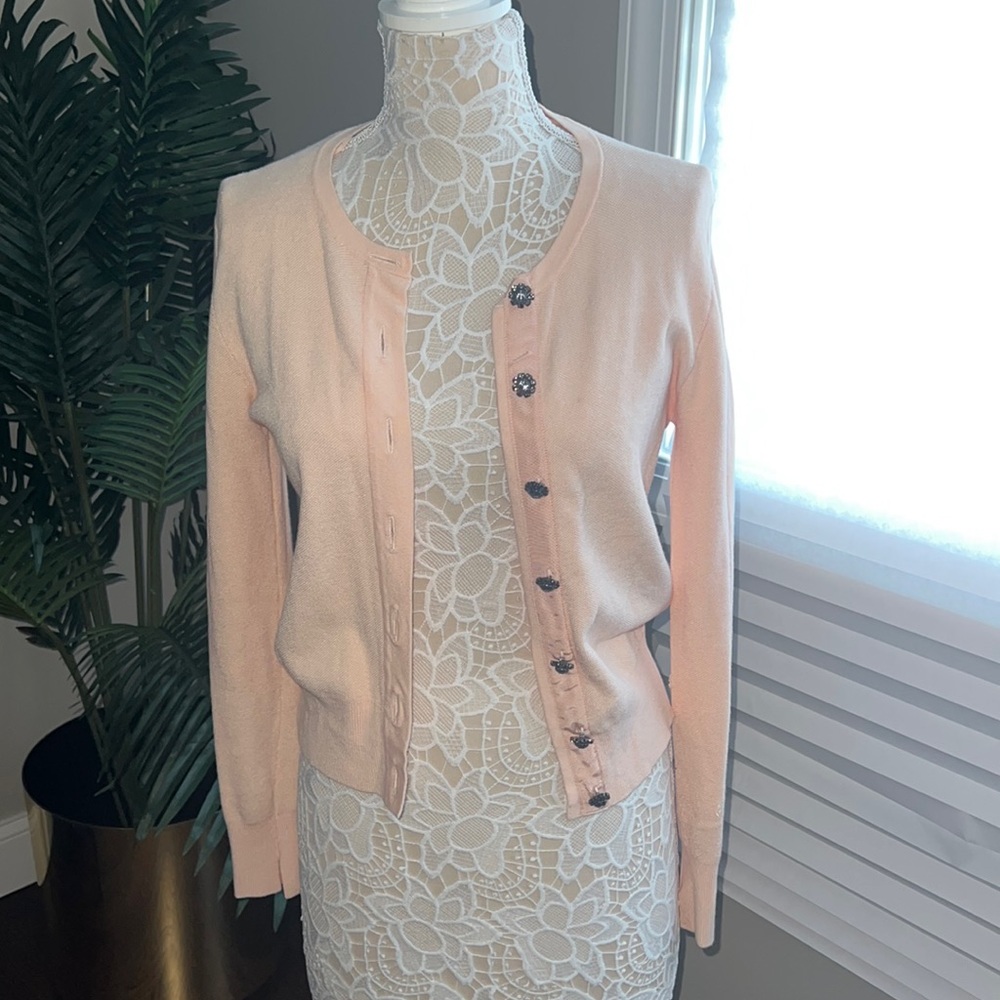 Zara Pink Cardigan Jewel Buttons
